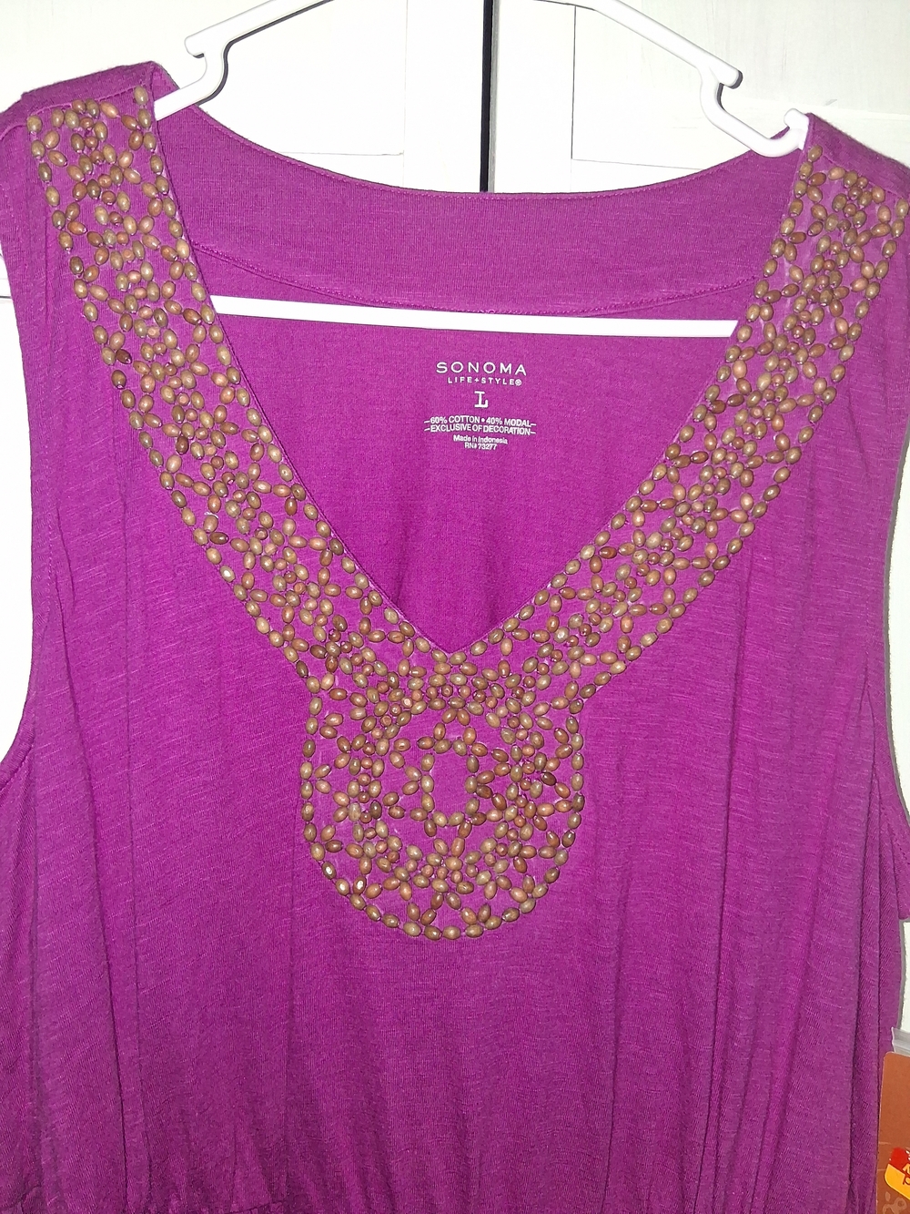 SONOMA Magenta Bead-Detail Sleeveless Maxi Dress - Picture 4 of 14